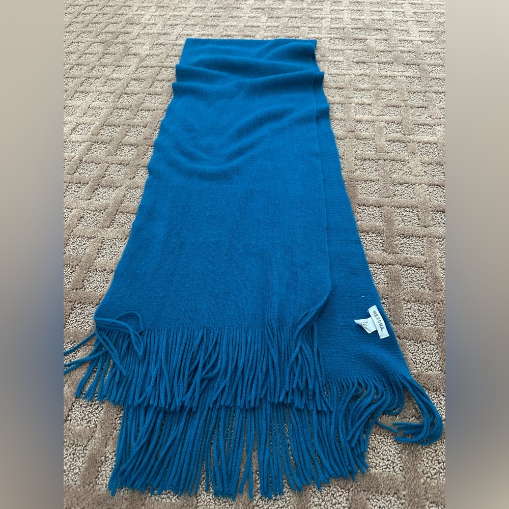 Teal Blue Fringe Scarf - 100% Acrylic